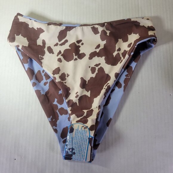 ASOS Design Cow Print Reversible High-Waisted Bikini Bottoms Swimwear Size US 8 - Picture 3 of 8